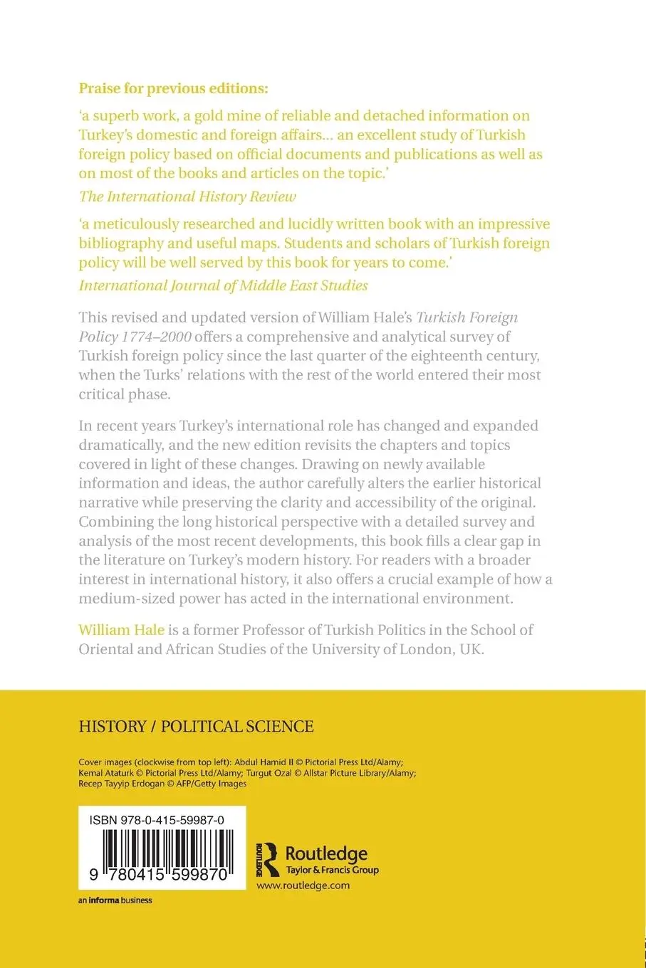 Rückseite: 9780415599870 | Turkish Foreign Policy since 1774 | William Hale | Taschenbuch | 2012