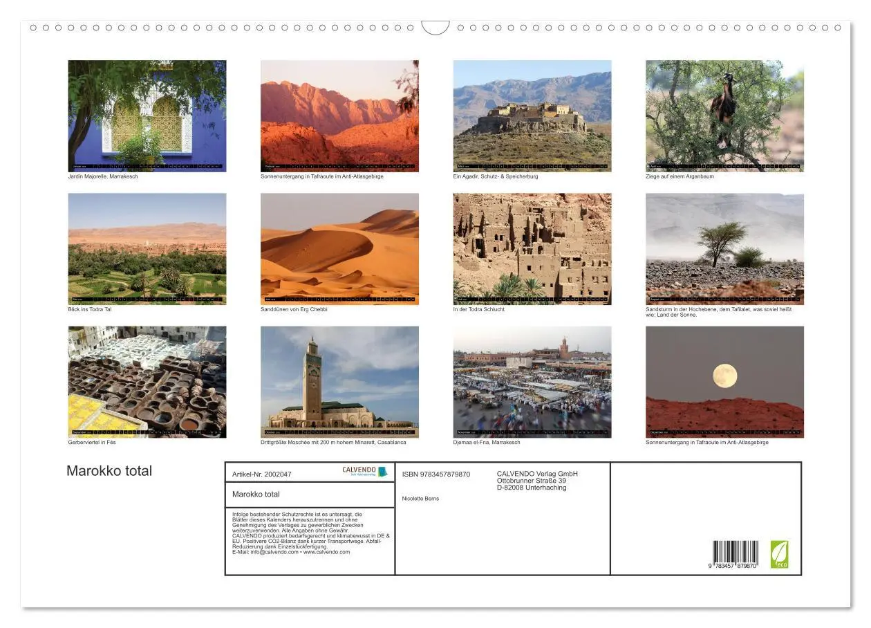 Bild: 9783457879870 | Marokko total (Wandkalender 2026 DIN A2 quer), CALVENDO Monatskalender