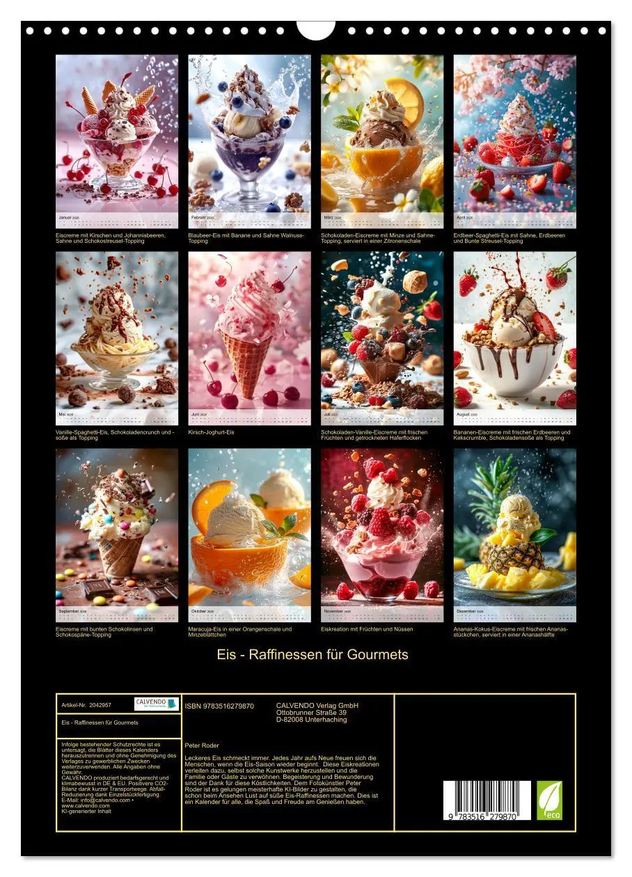 Bild: 9783516279870 | Eis - Raffinessen für Gourmets (Wandkalender 2026 DIN A3 hoch),...