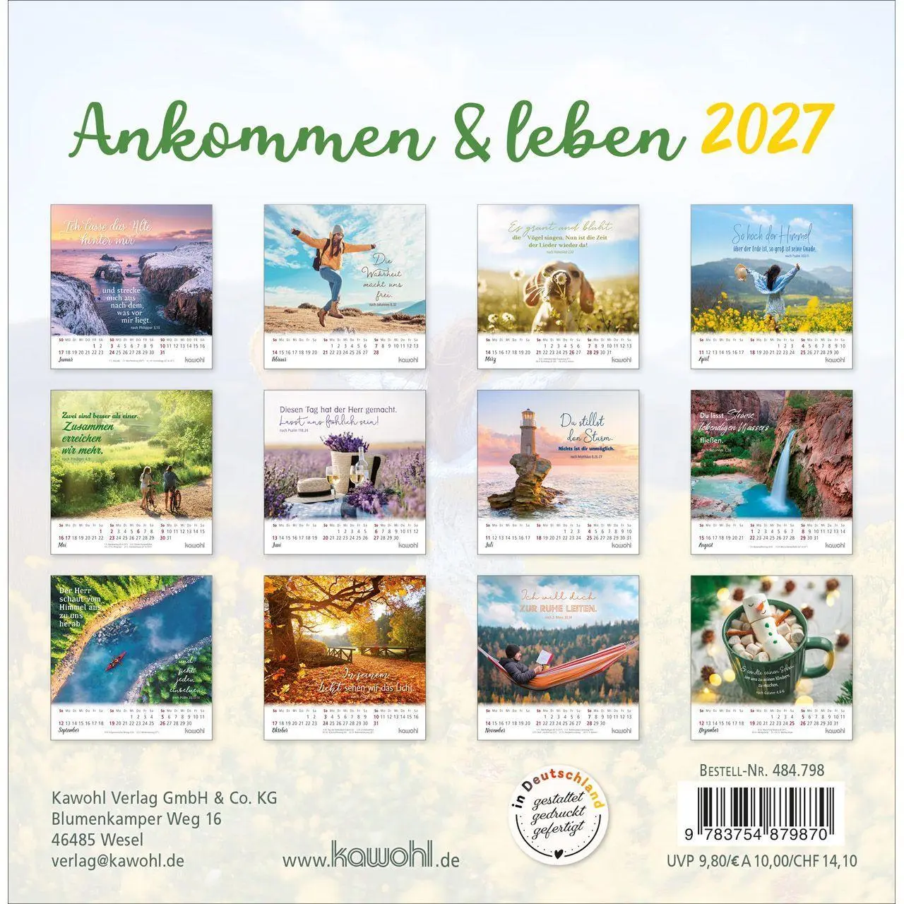 Bild: 9783754879870 | Ankommen &amp; leben 2027 | Postkarten-Kalender mit Bibelwort-Herzstücken