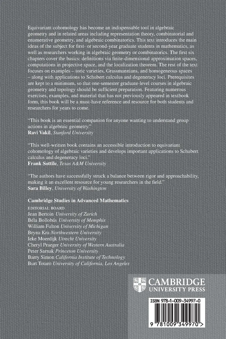 Rückseite: 9781009349970 | Equivariant Cohomology in Algebraic Geometry | David Anderson (u. a.)