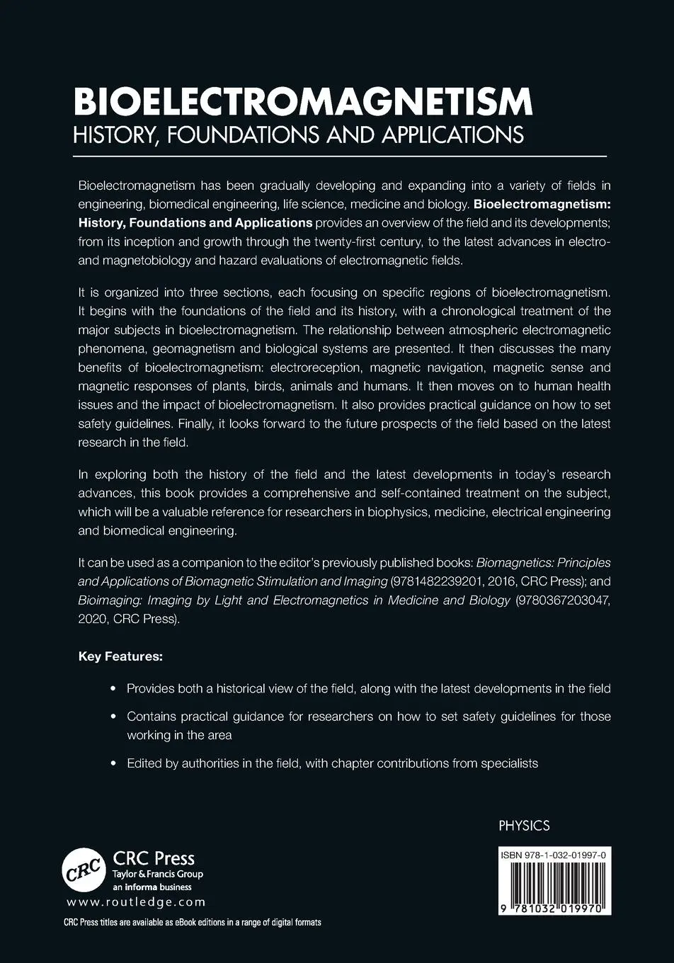 Rückseite: 9781032019970 | Bioelectromagnetism | History, Foundations and Applications | Buch