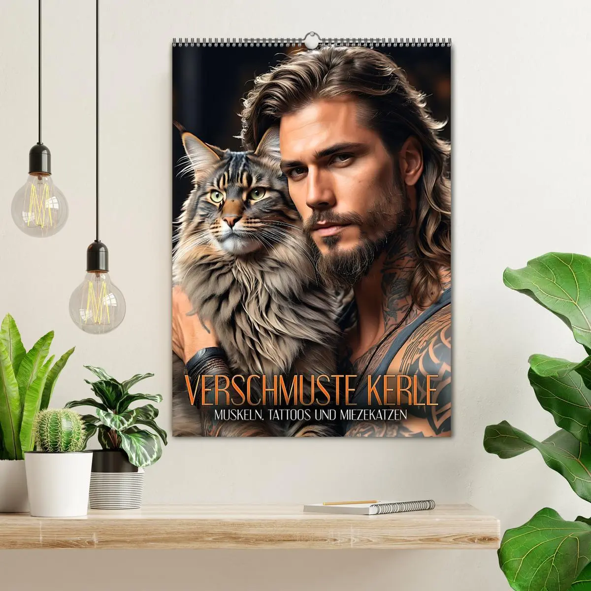 Bild: 9783516269970 | Verschmuste Kerle - Muskeln, Tattoos und Miezekatzen (Wandkalender...