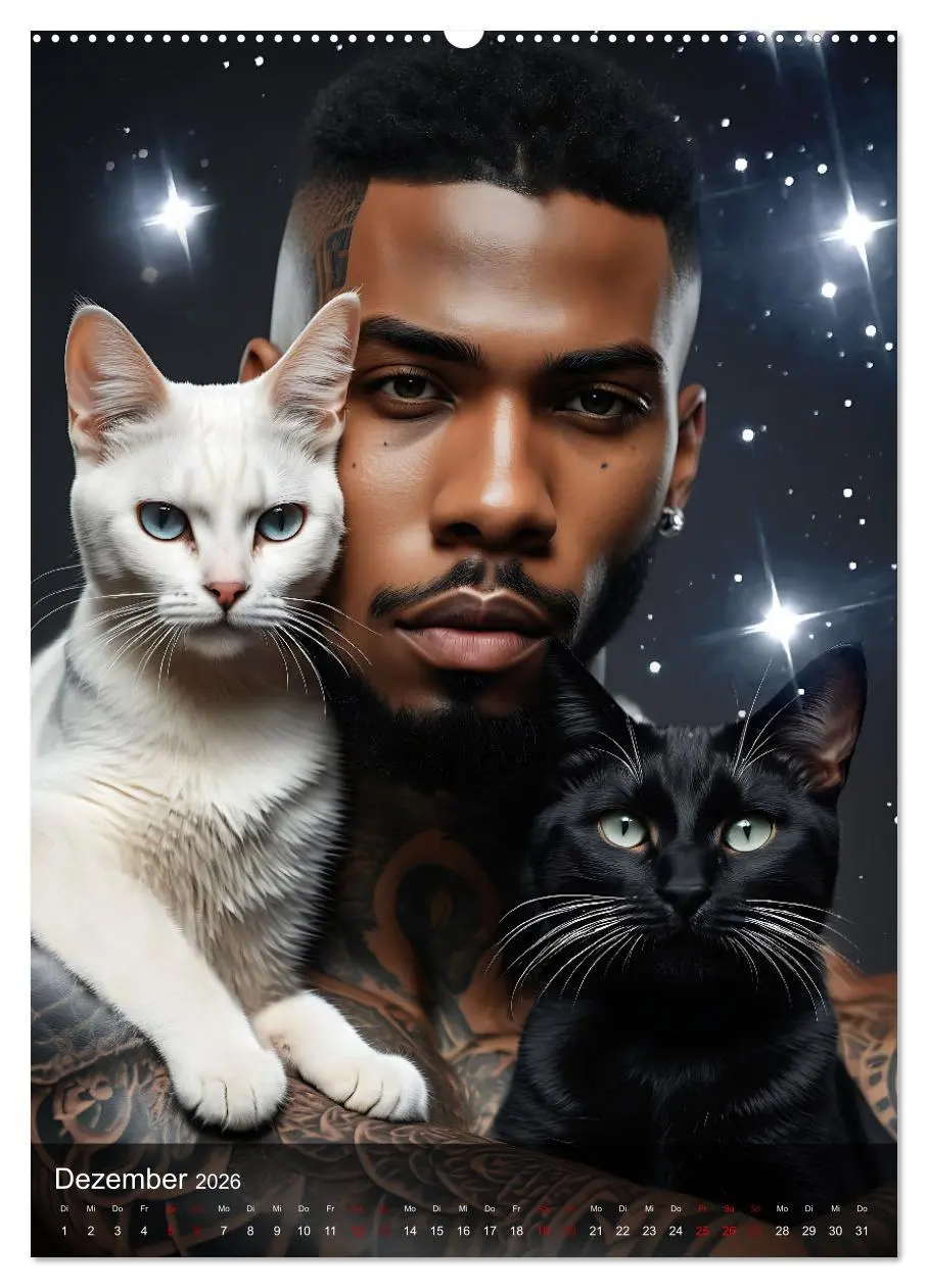 Bild: 9783516269970 | Verschmuste Kerle - Muskeln, Tattoos und Miezekatzen (Wandkalender...