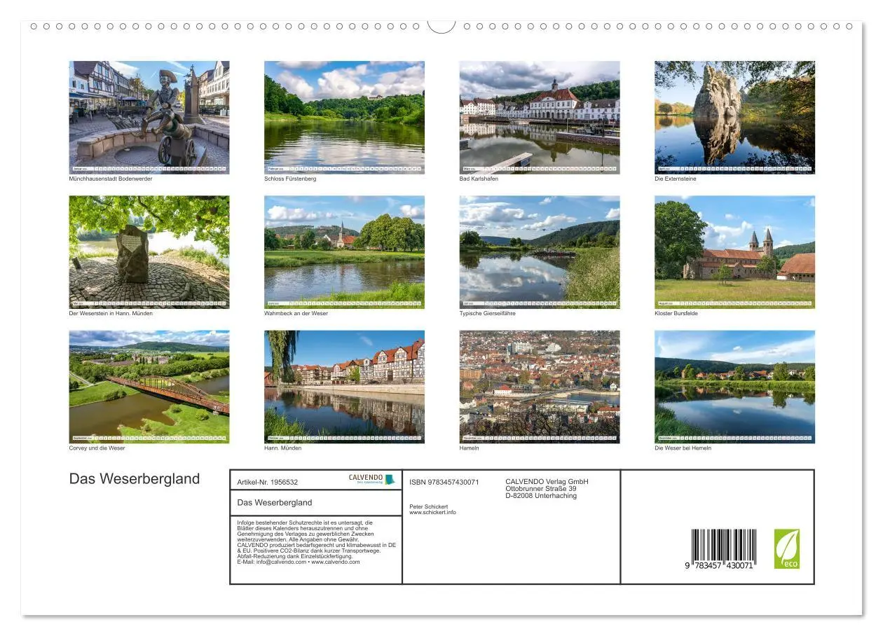 Bild: 9783457430071 | Das Weserbergland (hochwertiger Premium Wandkalender 2026 DIN A2...