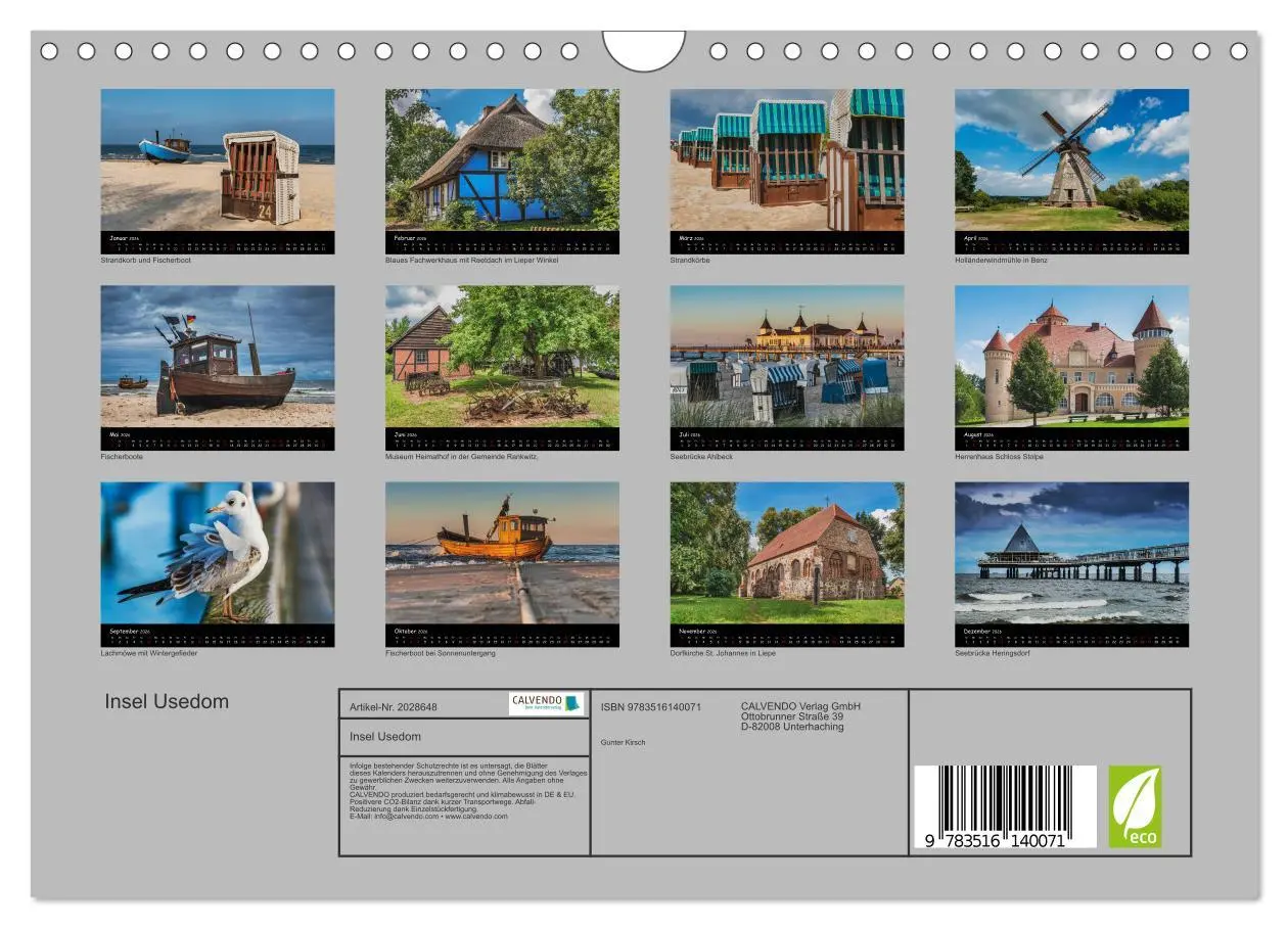 Bild: 9783516140071 | Insel Usedom (Wandkalender 2026 DIN A4 quer), CALVENDO Monatskalender