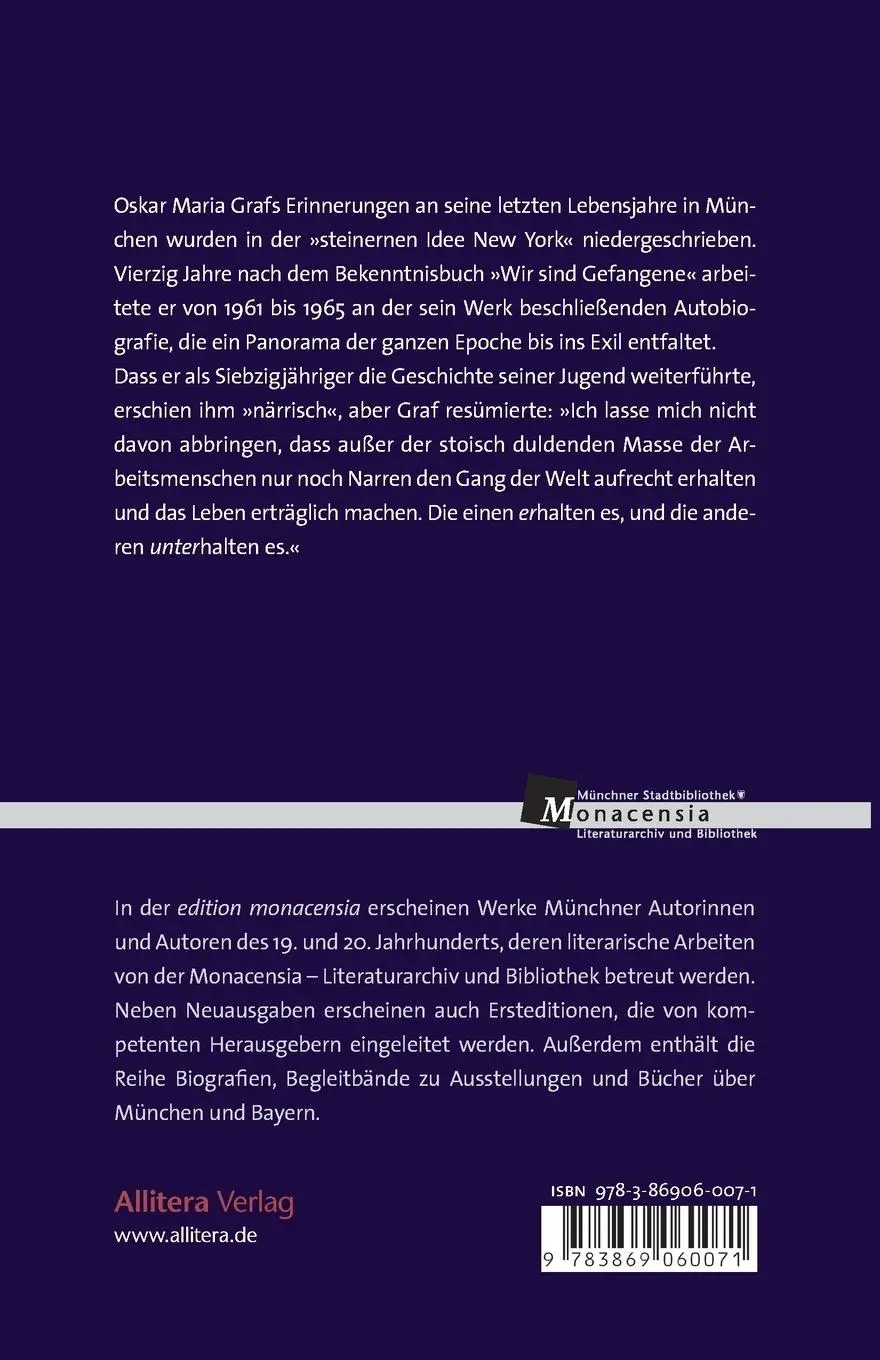 Rückseite: 9783869060071 | Gelächter von außen | Aus meinem Leben 1918-1933 | Oskar Maria Graf