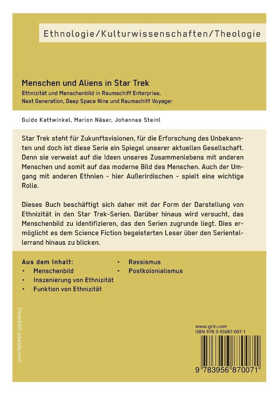 Rückseite: 9783956870071 | Menschen und Aliens in Star Trek | Guido Kattwinkel (u. a.) | Buch