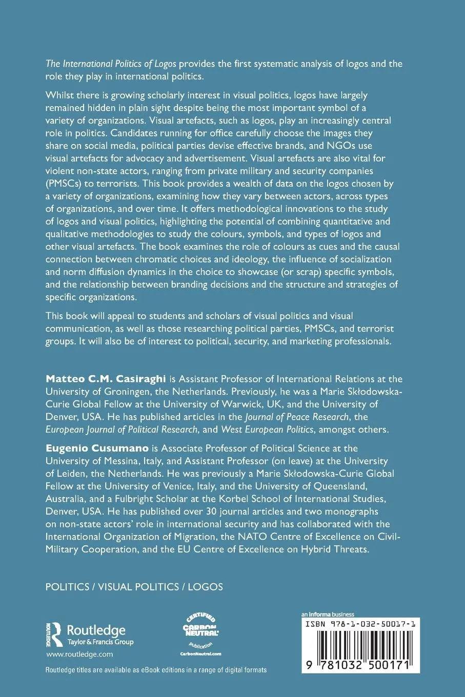 Rückseite: 9781032500171 | The International Politics of Logos | Matteo C. M. Casiraghi (u. a.)