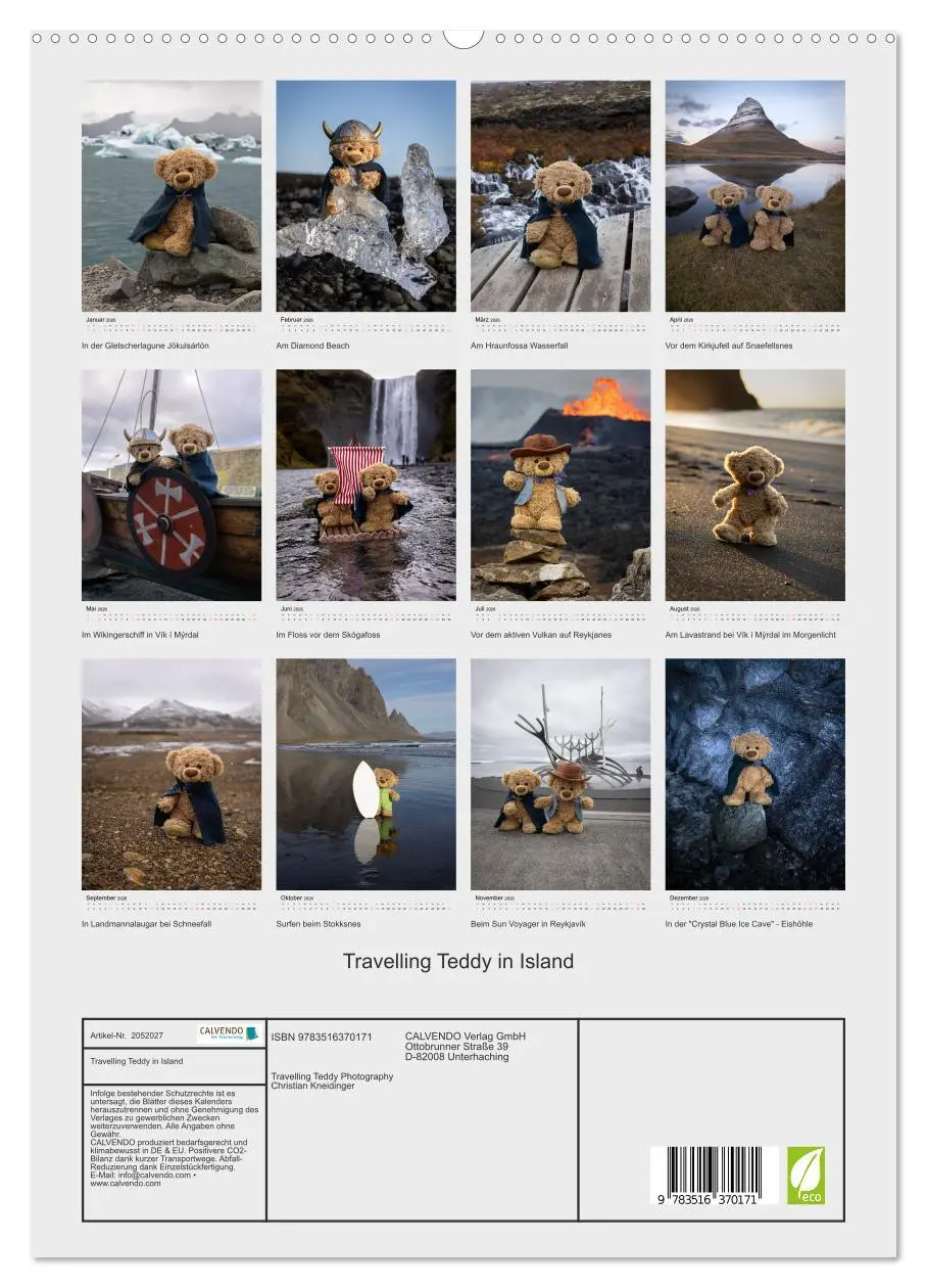 Bild: 9783516370171 | Travelling Teddy in Island (hochwertiger Premium Wandkalender 2026...