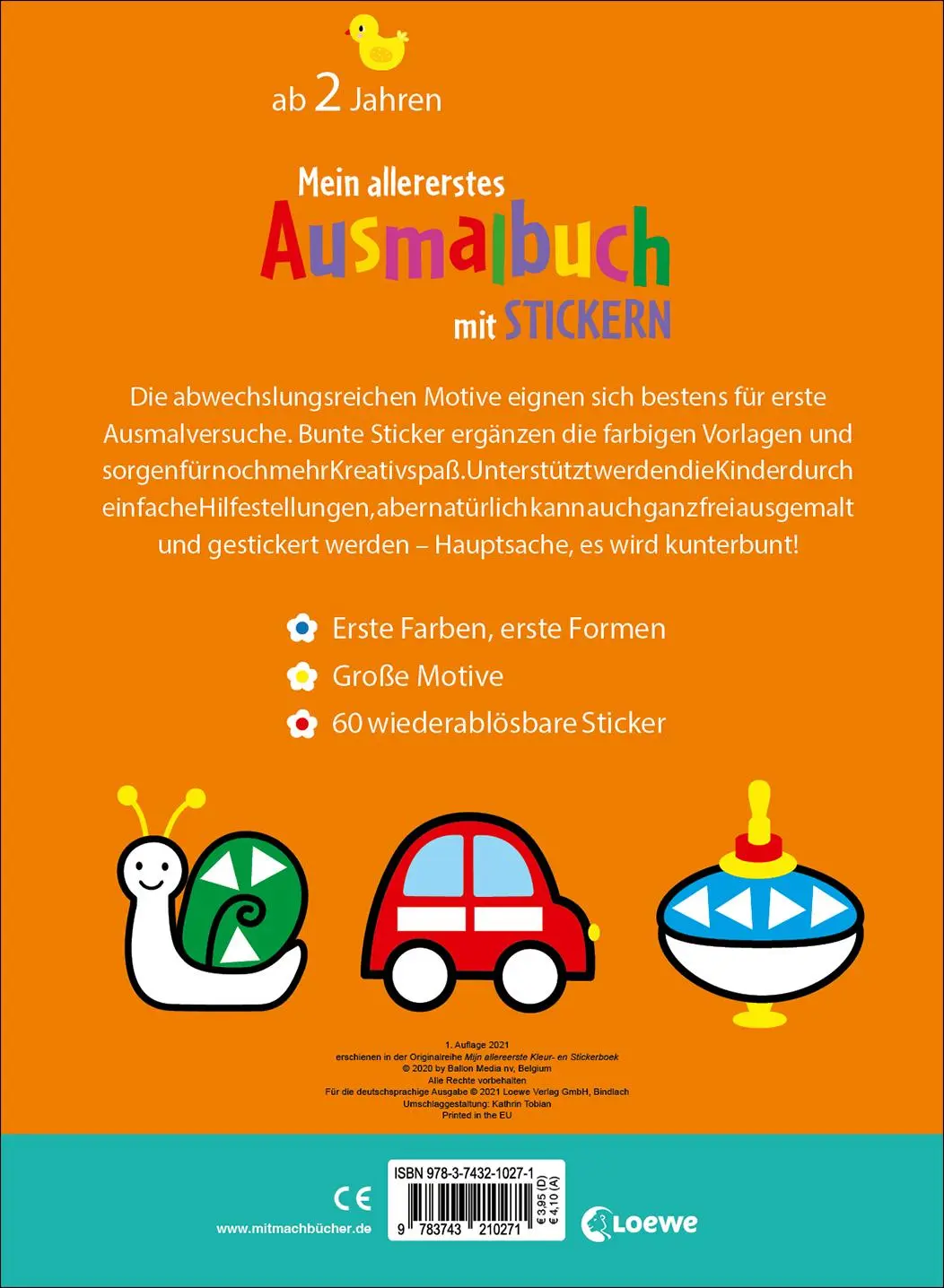 Rückseite: 9783743210271 | Mein allererstes Ausmalbuch mit Stickern (Rakete) | Loewe Kreativ