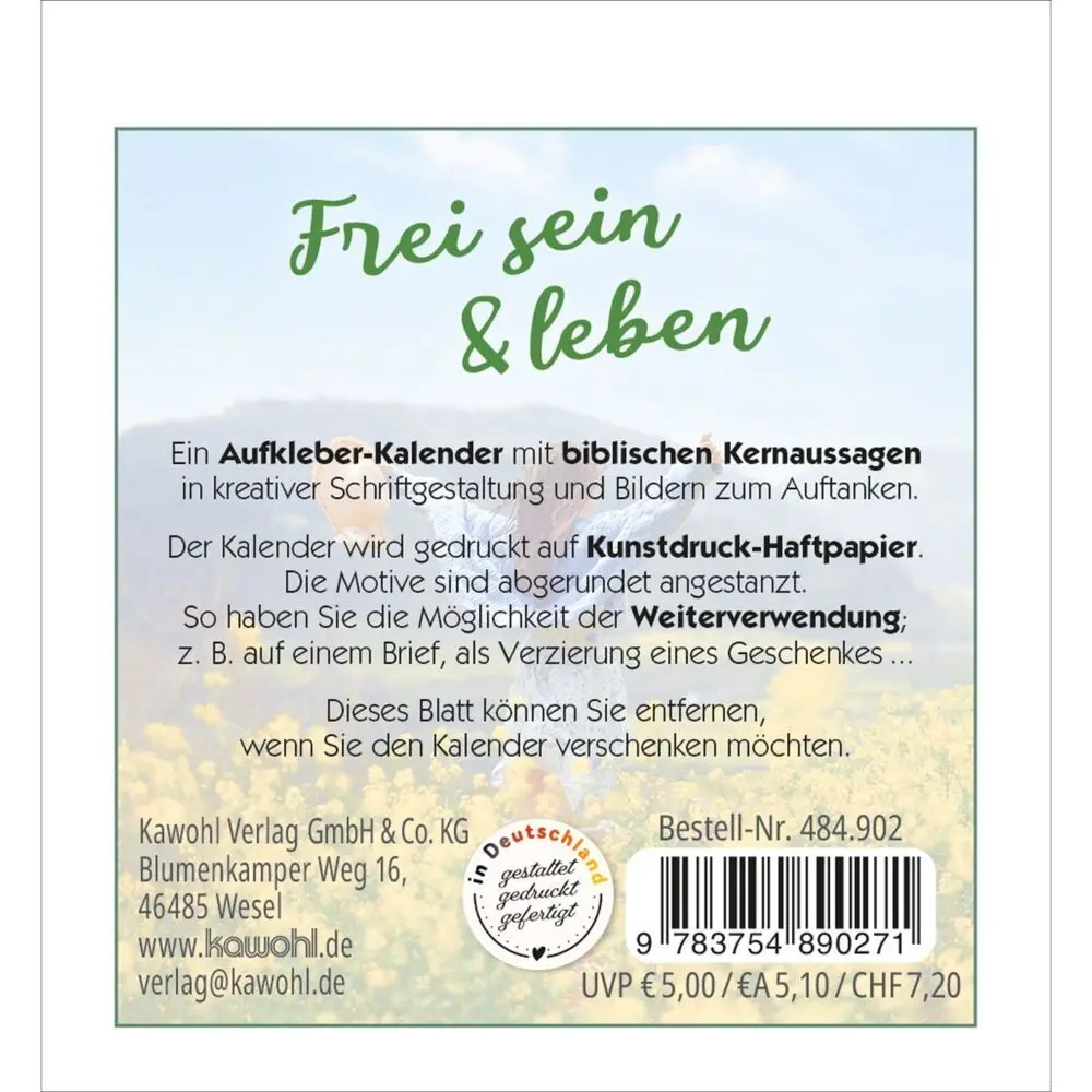 Bild: 9783754890271 | Frei sein &amp; leben 2027 | Aufkleber-Kalender | Kalender | Spiralbindung