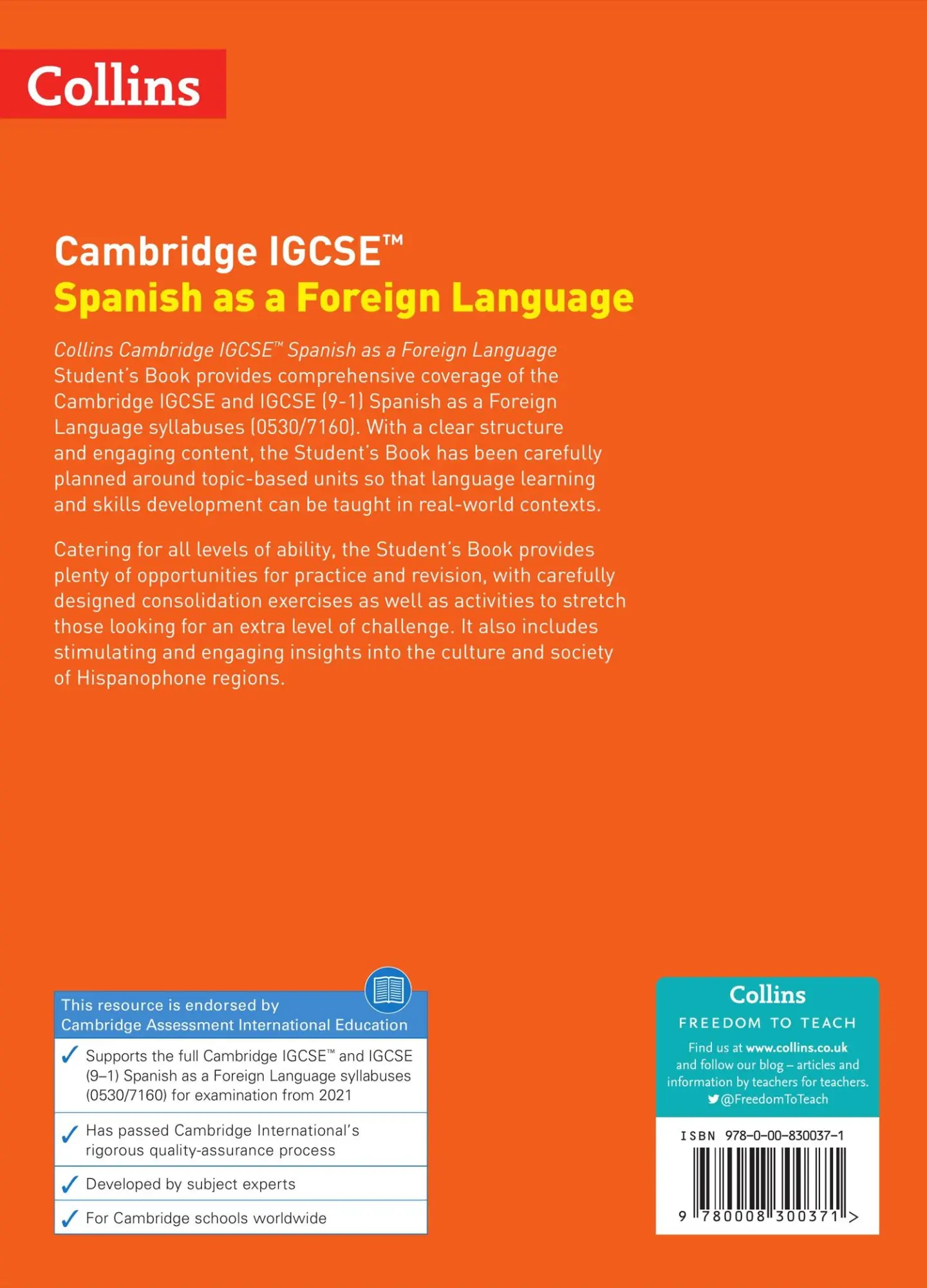 Rückseite: 9780008300371 | Cambridge Igcse(tm) Spanish Student's Book | Libby Mitchell (u. a.)