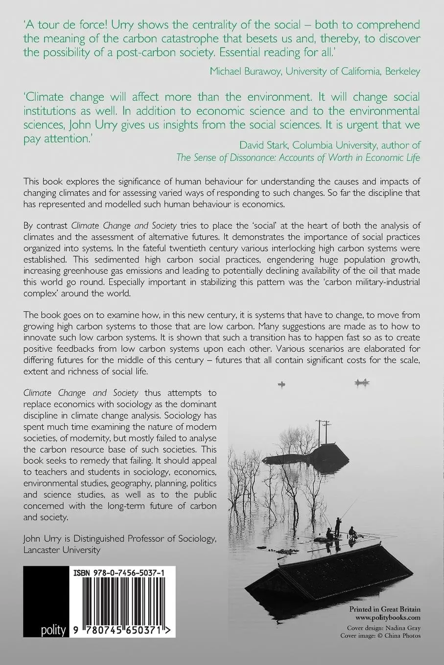 Rückseite: 9780745650371 | Climate Change and Society | John Urry | Taschenbuch | 200 S. | 2011