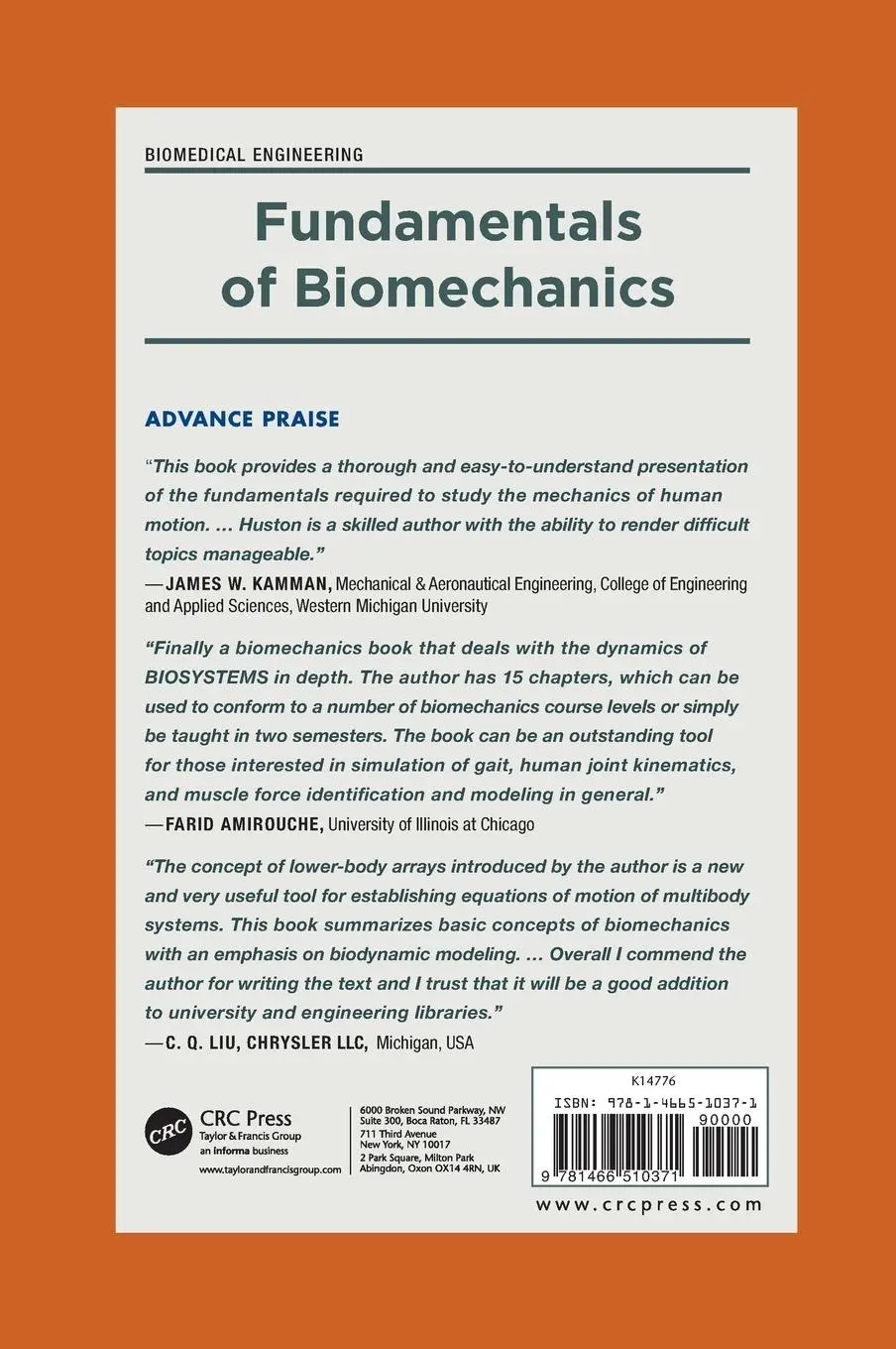 Rückseite: 9781466510371 | Fundamentals of Biomechanics | Ronald L. Huston | Buch | Englisch