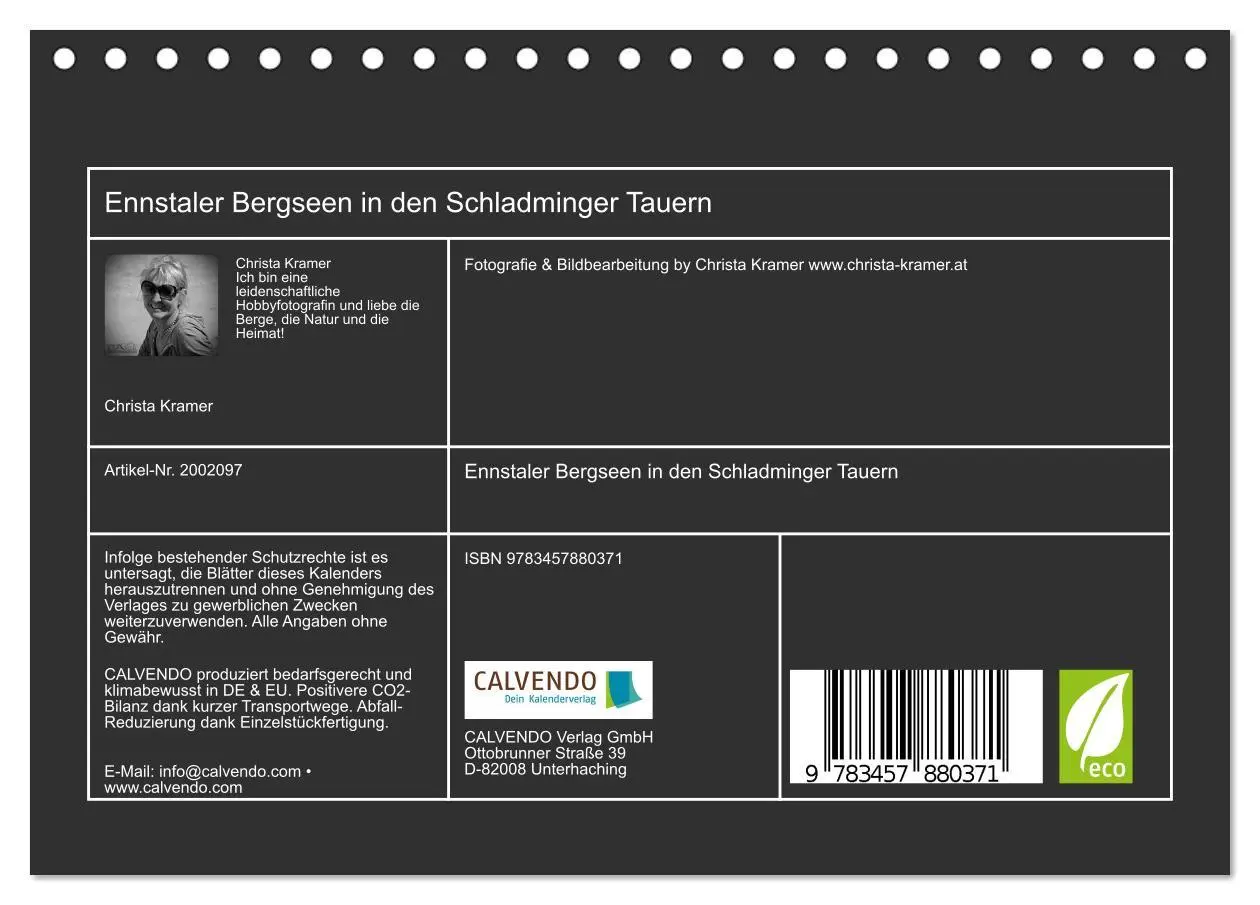 Bild: 9783457880371 | Ennstaler Bergseen in den Schladminger Tauern (Tischkalender 2026...
