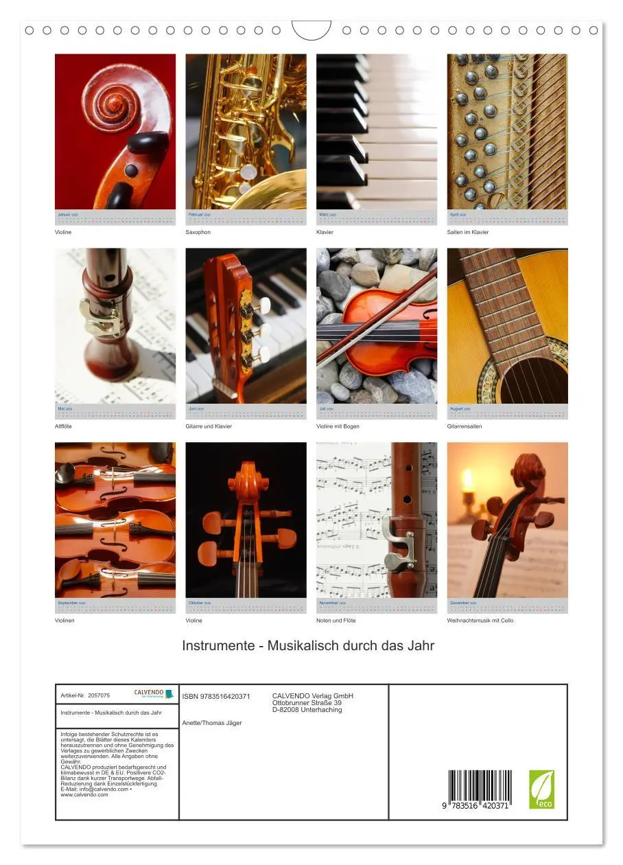 Bild: 9783516420371 | Instrumente - Musikalisch durch das Jahr (Wandkalender 2026 DIN A3...