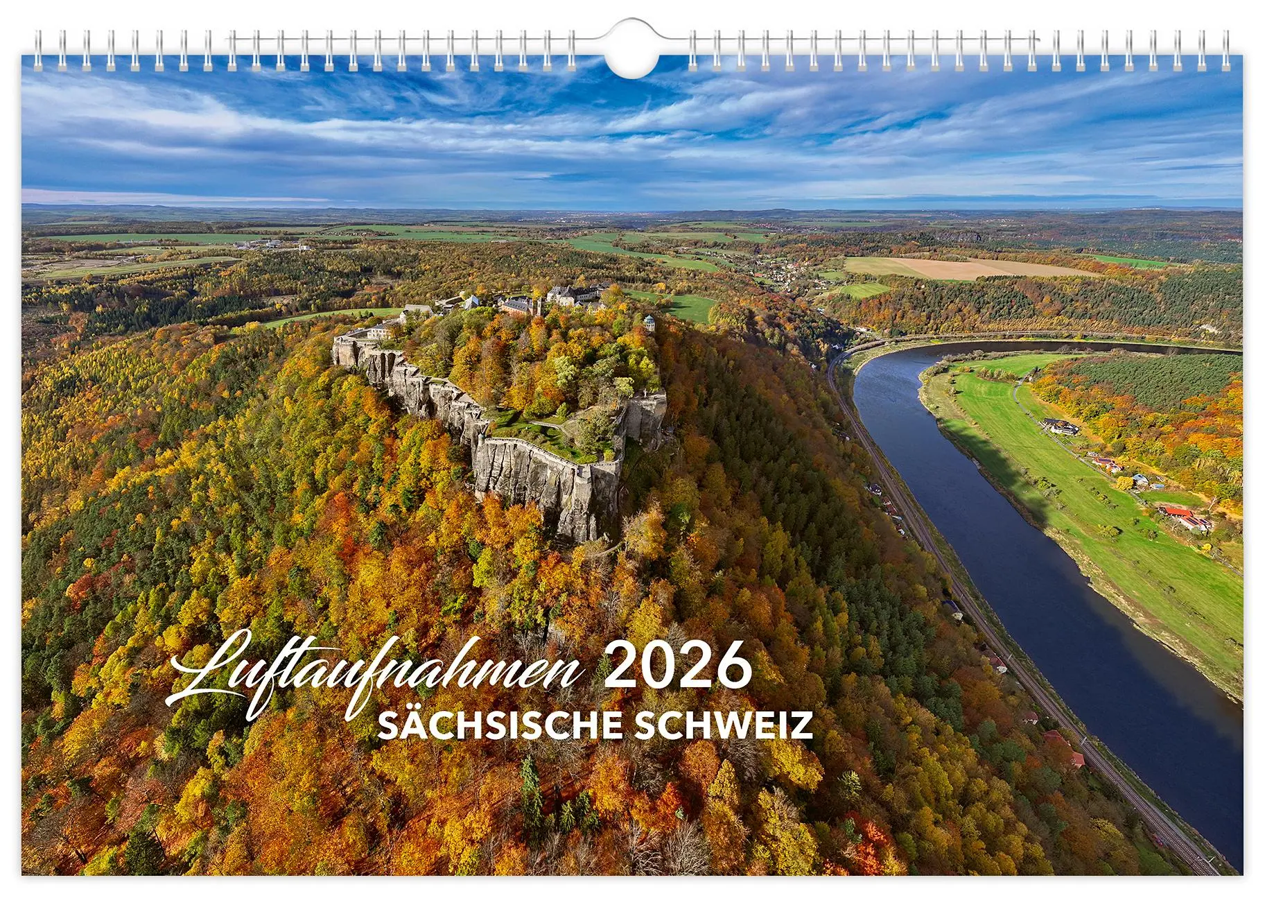 Cover: 9783910680371 | Kalender Sächsische Schweiz Luftaufnahmen 2026 | Peter Schubert | 2026