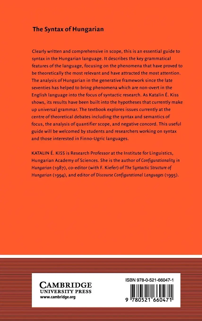 Rückseite: 9780521660471 | The Syntax of Hungarian | Katalin E. Kiss (u. a.) | Buch | Gebunden