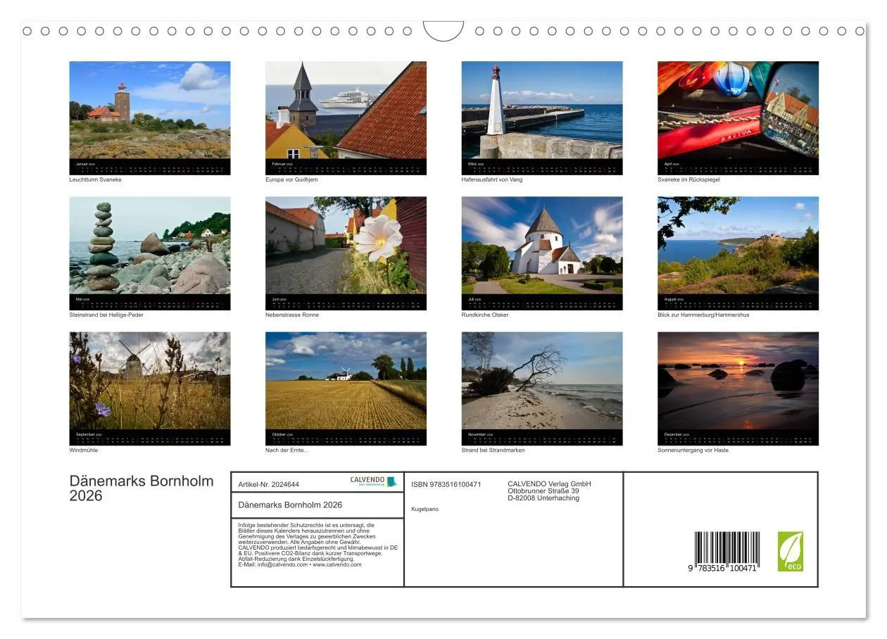 Bild: 9783516100471 | Dänemarks Bornholm 2026 (Wandkalender 2026 DIN A3 quer), CALVENDO...