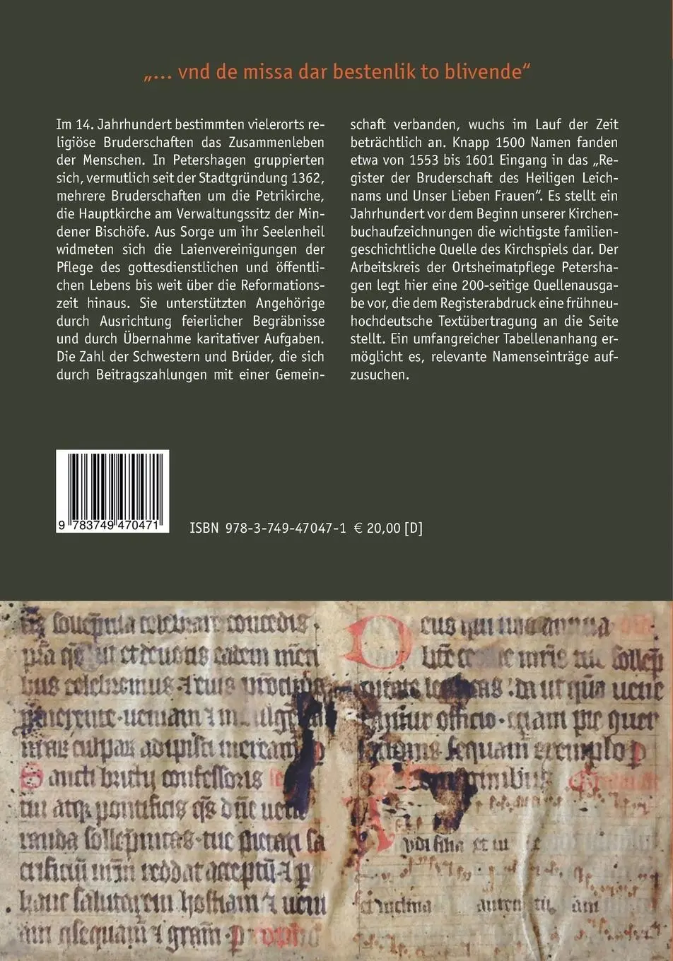 Rückseite: 9783749470471 | Petershäger Pfarrbücher des 16. Jahrhunderts | Uwe Jacobsen | Buch