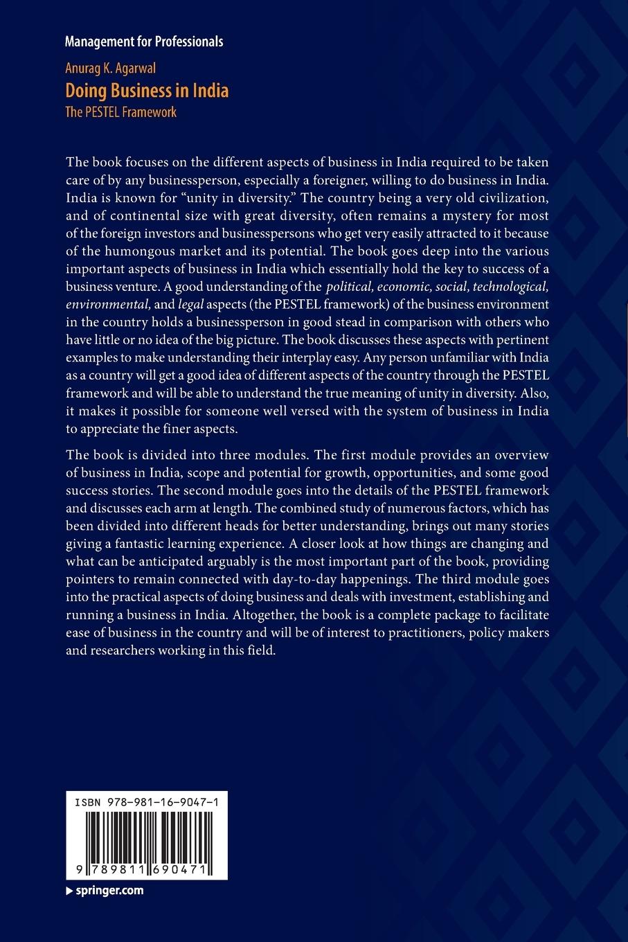 Rückseite: 9789811690471 | Doing Business in India | The PESTEL Framework | Anurag K. Agarwal