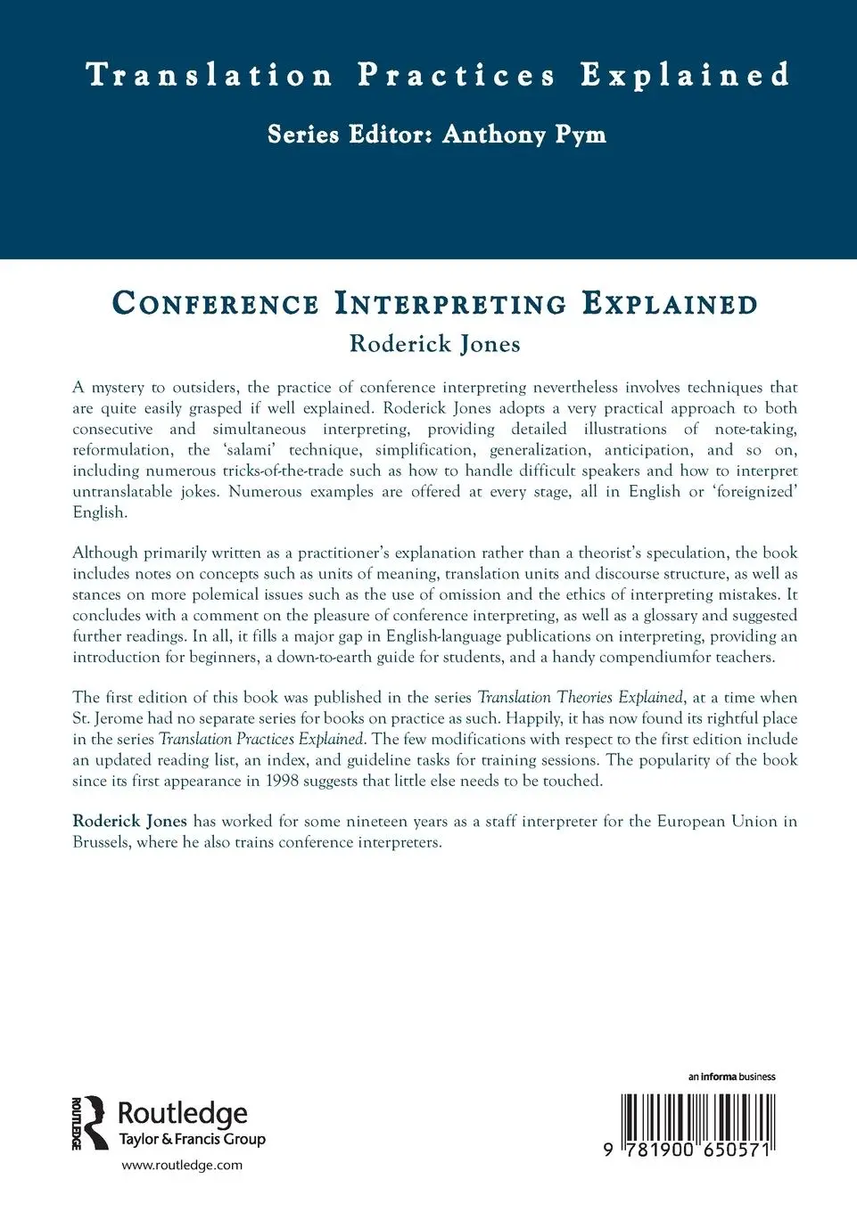Rückseite: 9781900650571 | Conference Interpreting Explained | Roderick Jones | Taschenbuch