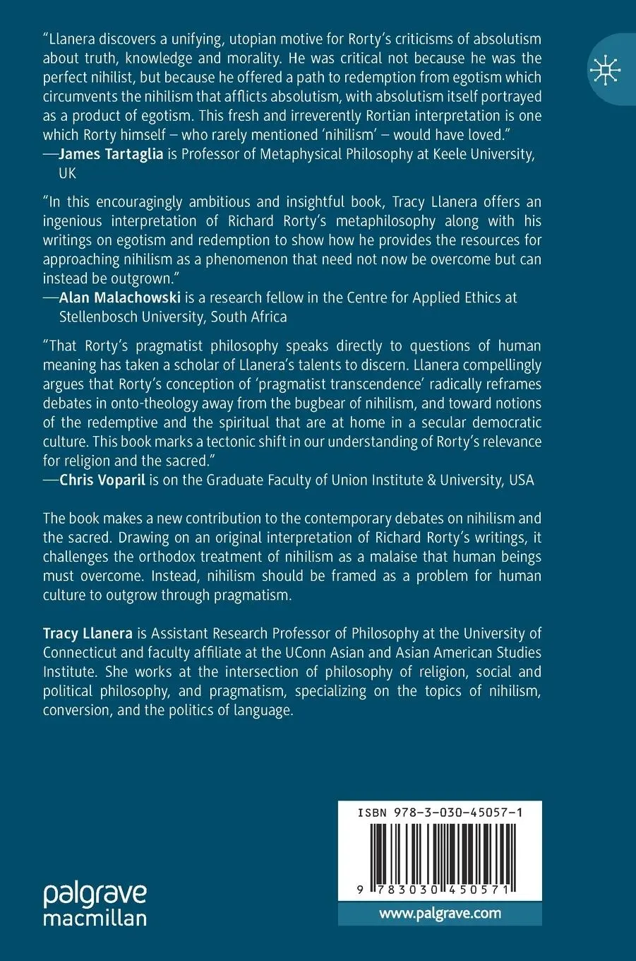 Rückseite: 9783030450571 | Richard Rorty: Outgrowing Modern Nihilism | Tracy Llanera | Buch | xi