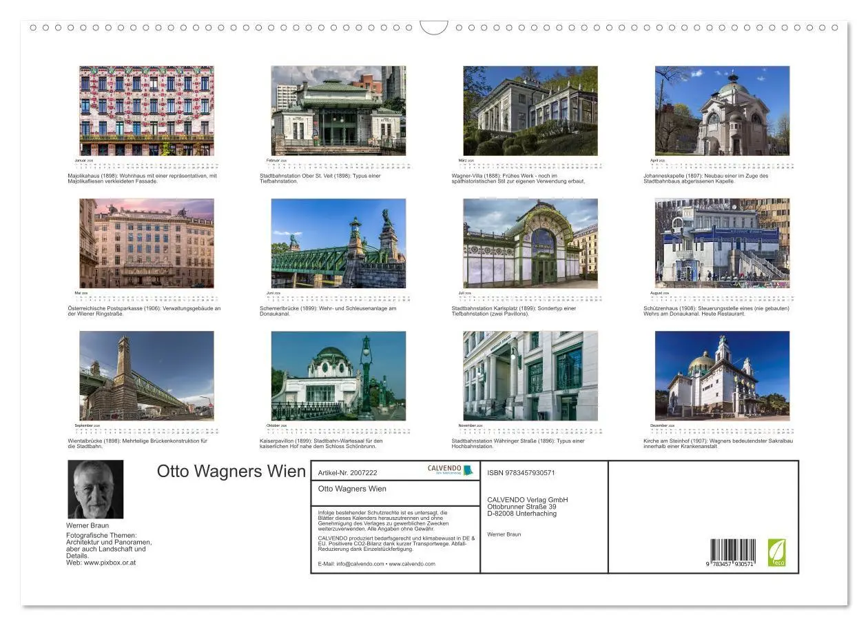Bild: 9783457930571 | Otto Wagners Wien (Wandkalender 2026 DIN A2 quer), CALVENDO...