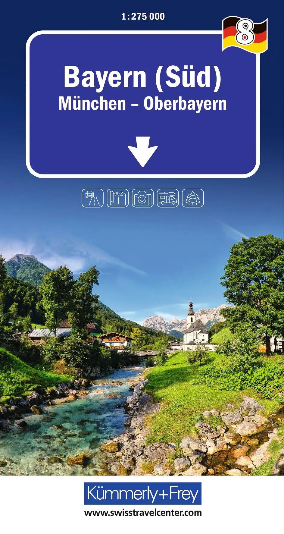 Cover: 9783259300671 | Kümmerly+Frey Regional-Strassenkarte 8 Bayern Süd 1:275.000 | Deutsch