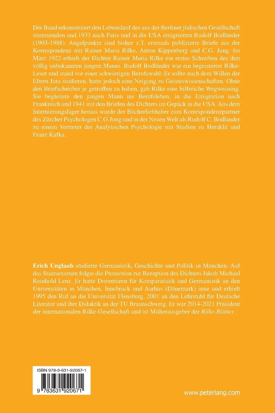 Rückseite: 9783631920671 | Rainer Maria Rilke und Rudolf Bodländer | Briefe in schwierigen Zeiten