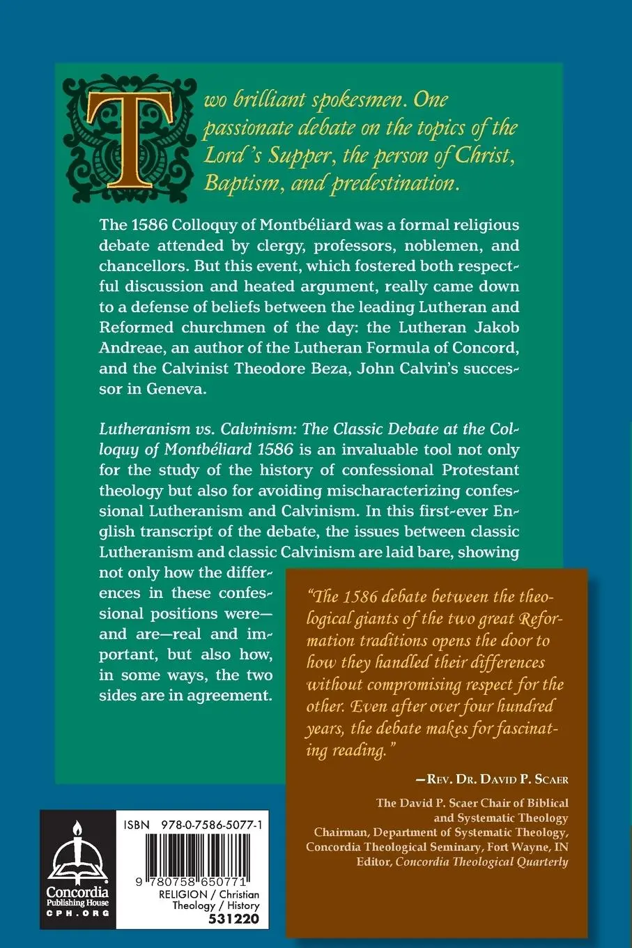 Rückseite: 9780758650771 | Lutheranism vs. Calvinism | Jakob Andreae (u. a.) | Taschenbuch | 2017