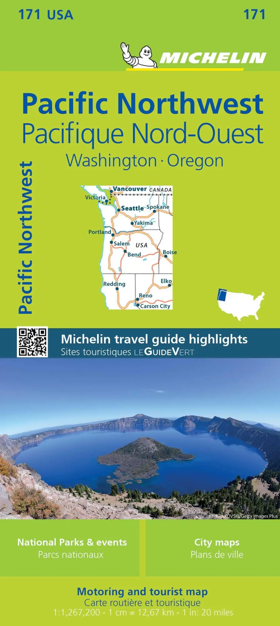 Cover: 9782067190771 | Michelin Pazifik Nord-West | Straßen- und Tourismuskarte 1:1.267.200