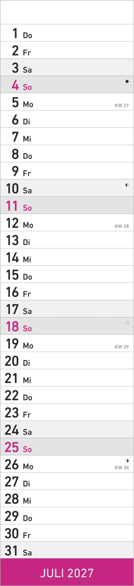 Bild: 4069095010871 | Streifenplaner PINK 2027 | Neumann Verlage GmbH &amp; Co KG | Kalender