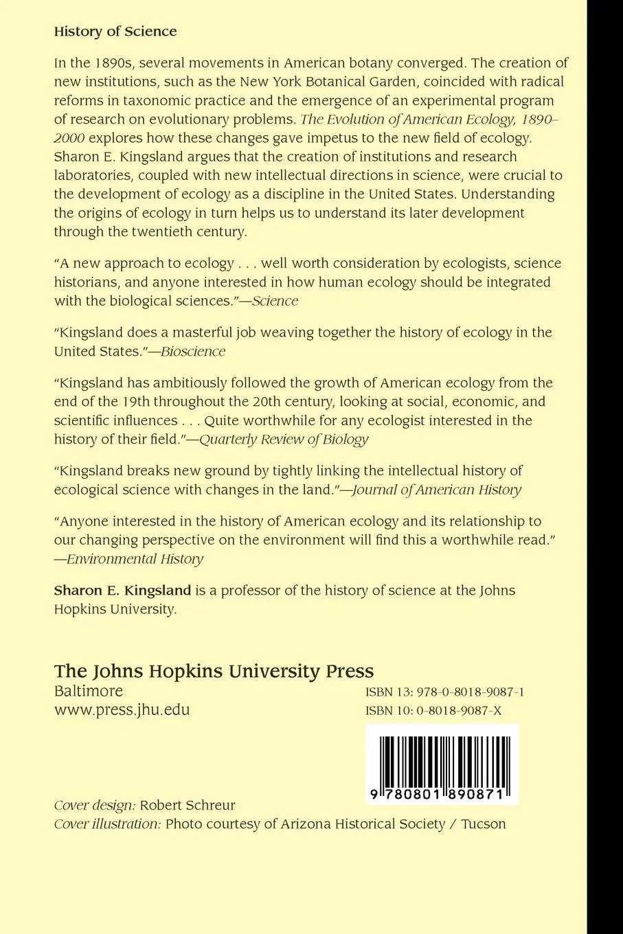 Rückseite: 9780801890871 | The Evolution of American Ecology, 1890-2000 | Sharon E. Kingsland