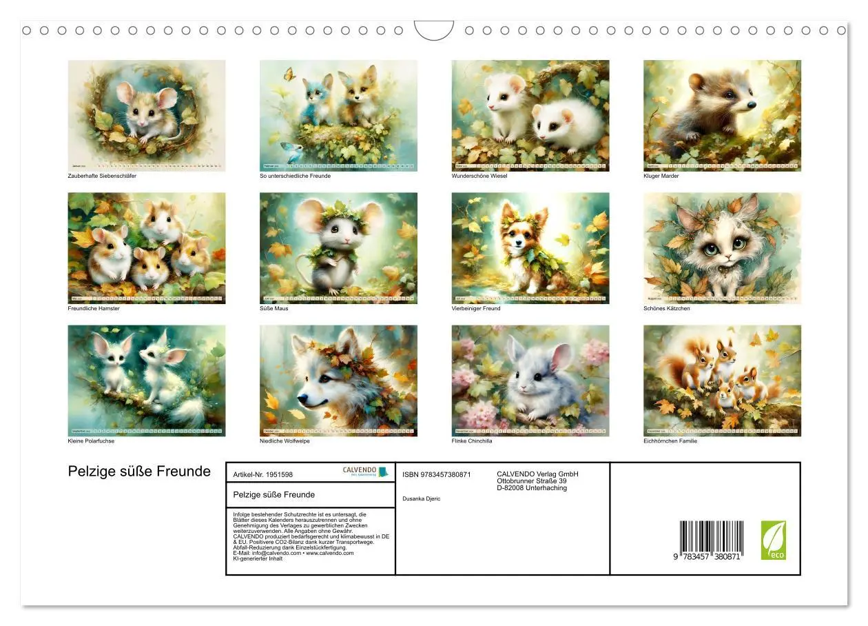 Bild: 9783457380871 | Pelzige süße Freunde (Wandkalender 2026 DIN A3 quer), CALVENDO...