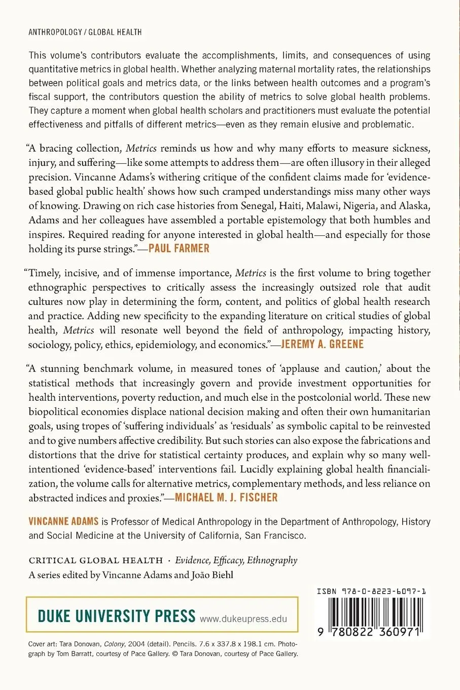 Rückseite: 9780822360971 | Metrics | What Counts in Global Health | Vincanne Adams | Taschenbuch