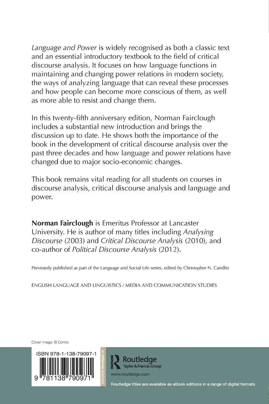 Rückseite: 9781138790971 | Language and Power | Norman Fairclough | Taschenbuch | Englisch | 2014