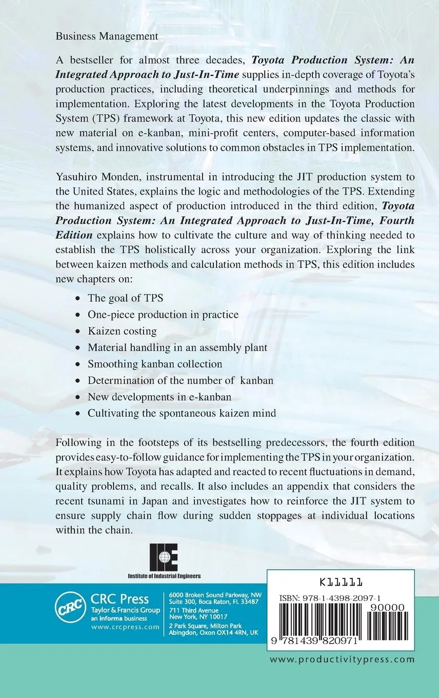 Rückseite: 9781439820971 | Toyota Production System | Yasuhiro Monden | Buch | Englisch | 2011
