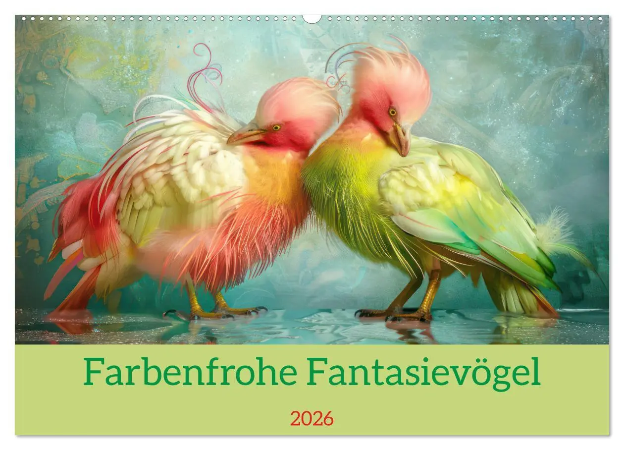 Cover: 9783457370971 | Farbenfrohe Fantasievögel (Wandkalender 2026 DIN A2 quer), CALVENDO...
