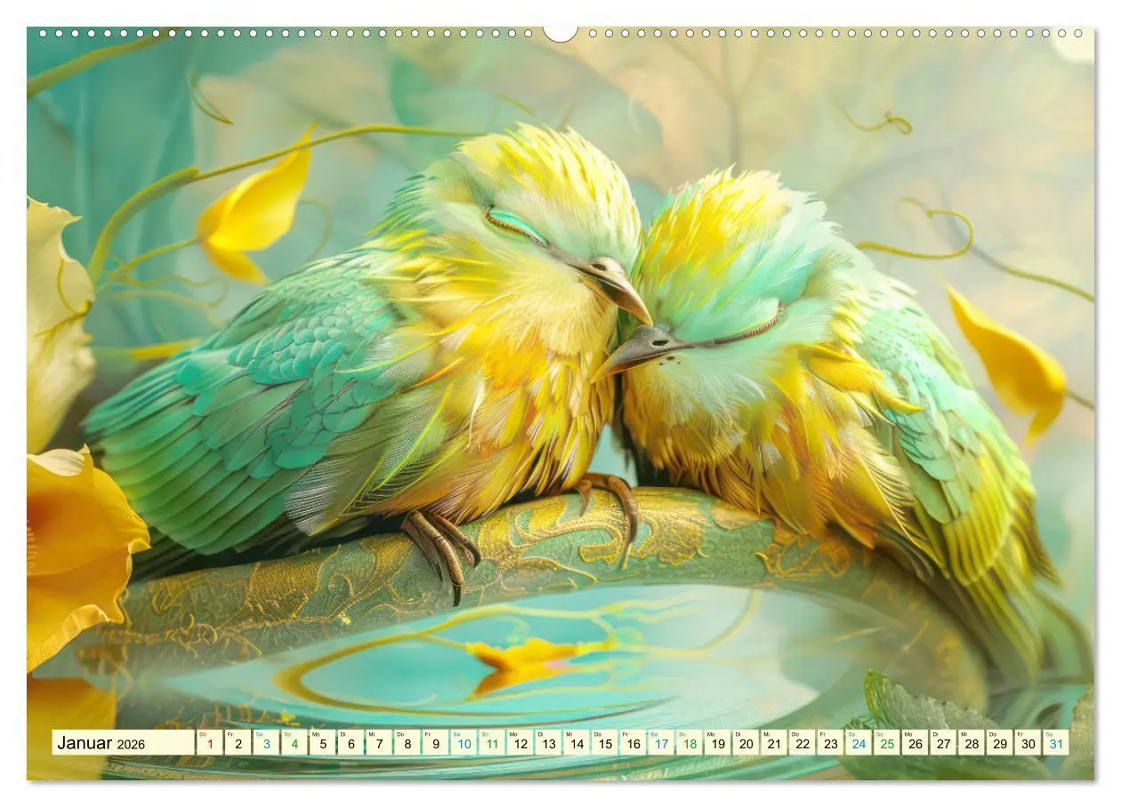 Bild: 9783457370971 | Farbenfrohe Fantasievögel (Wandkalender 2026 DIN A2 quer), CALVENDO...