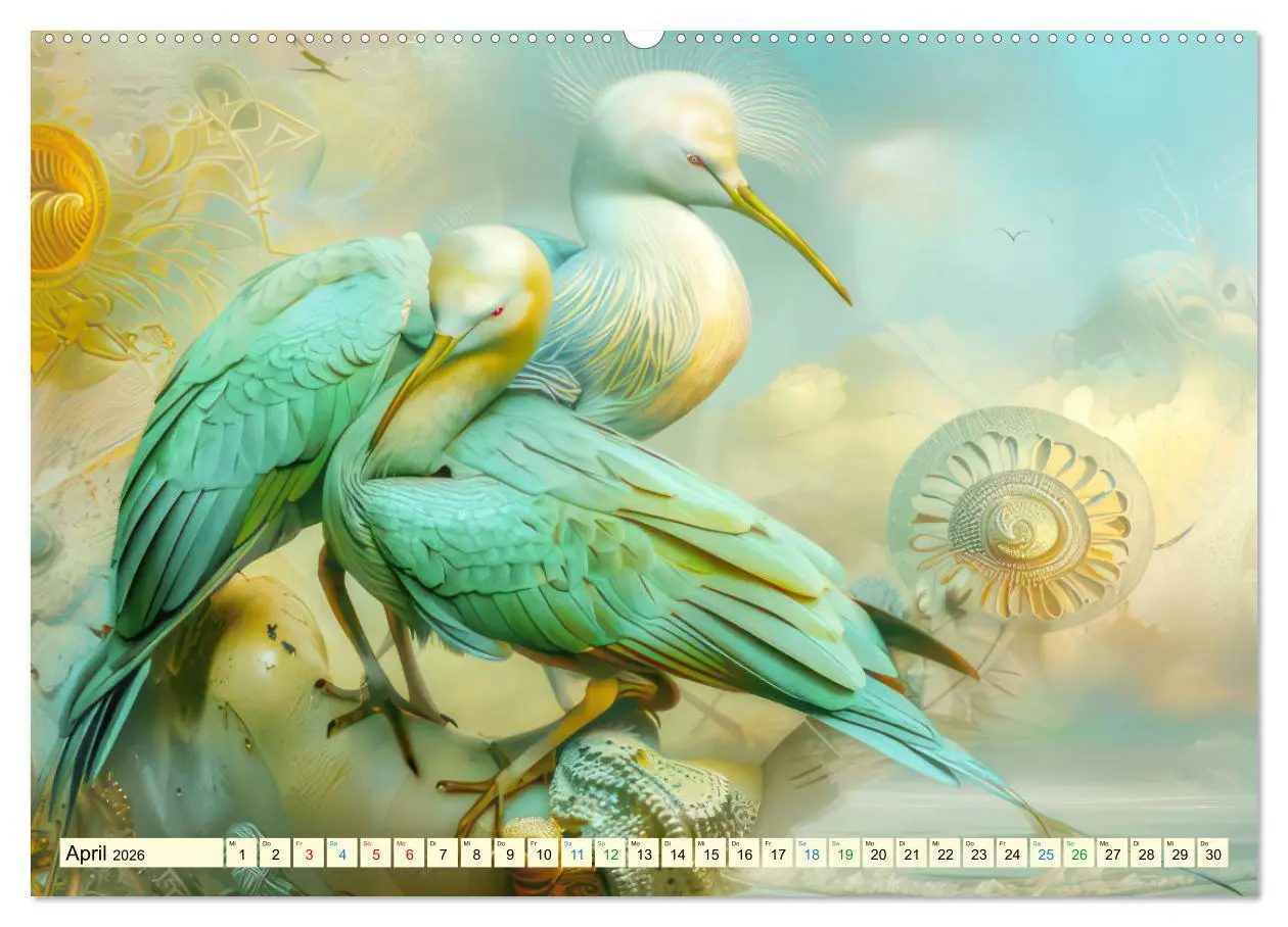 Bild: 9783457370971 | Farbenfrohe Fantasievögel (Wandkalender 2026 DIN A2 quer), CALVENDO...