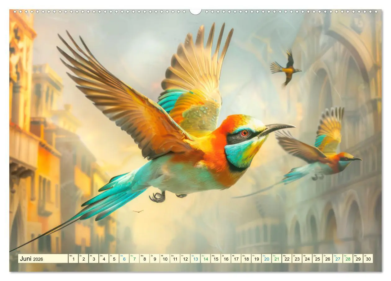 Bild: 9783457370971 | Farbenfrohe Fantasievögel (Wandkalender 2026 DIN A2 quer), CALVENDO...