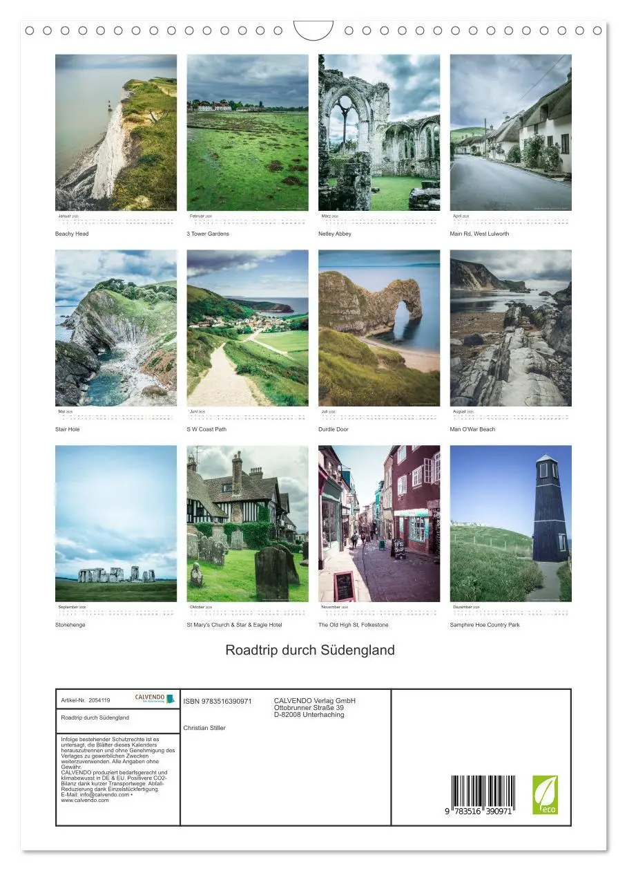 Bild: 9783516390971 | Roadtrip durch Südengland (Wandkalender 2026 DIN A3 hoch), CALVENDO...