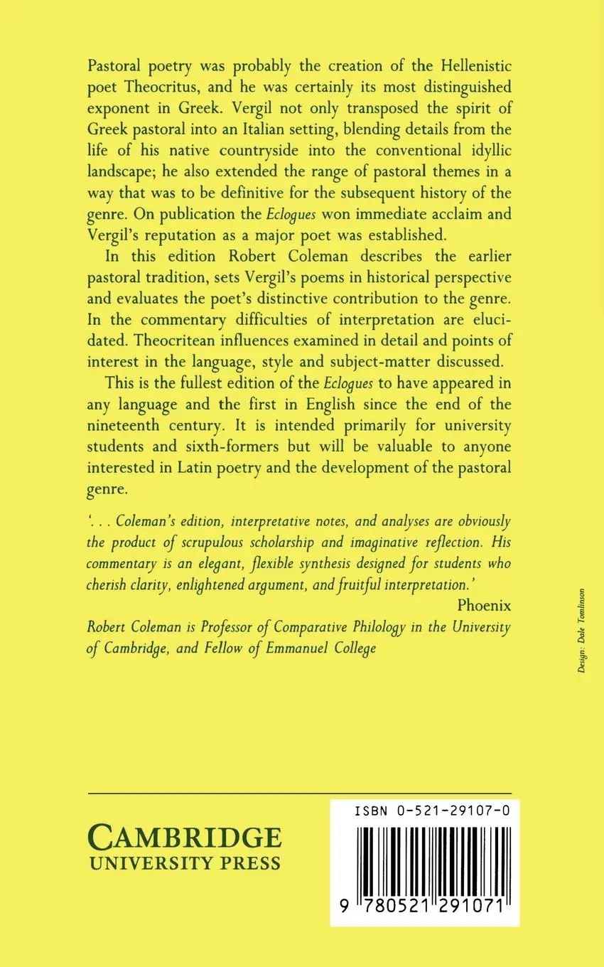 Rückseite: 9780521291071 | Virgil | Eclogues | Virgil | Taschenbuch | Englisch | 2003
