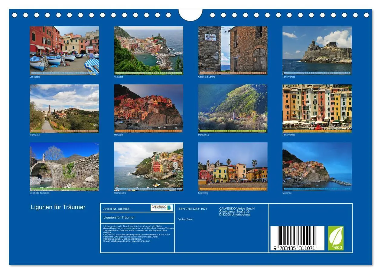 Bild: 9783435311071 | Ligurien für Träumer (Wandkalender 2025 DIN A4 quer), CALVENDO...
