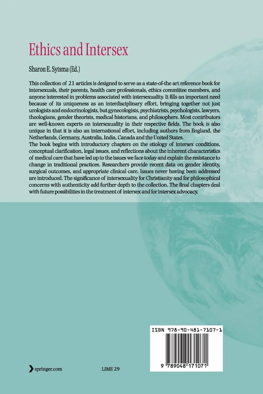 Rückseite: 9789048171071 | Ethics and Intersex | Sharon E. Sytsma | Taschenbuch | xxiii | 2010