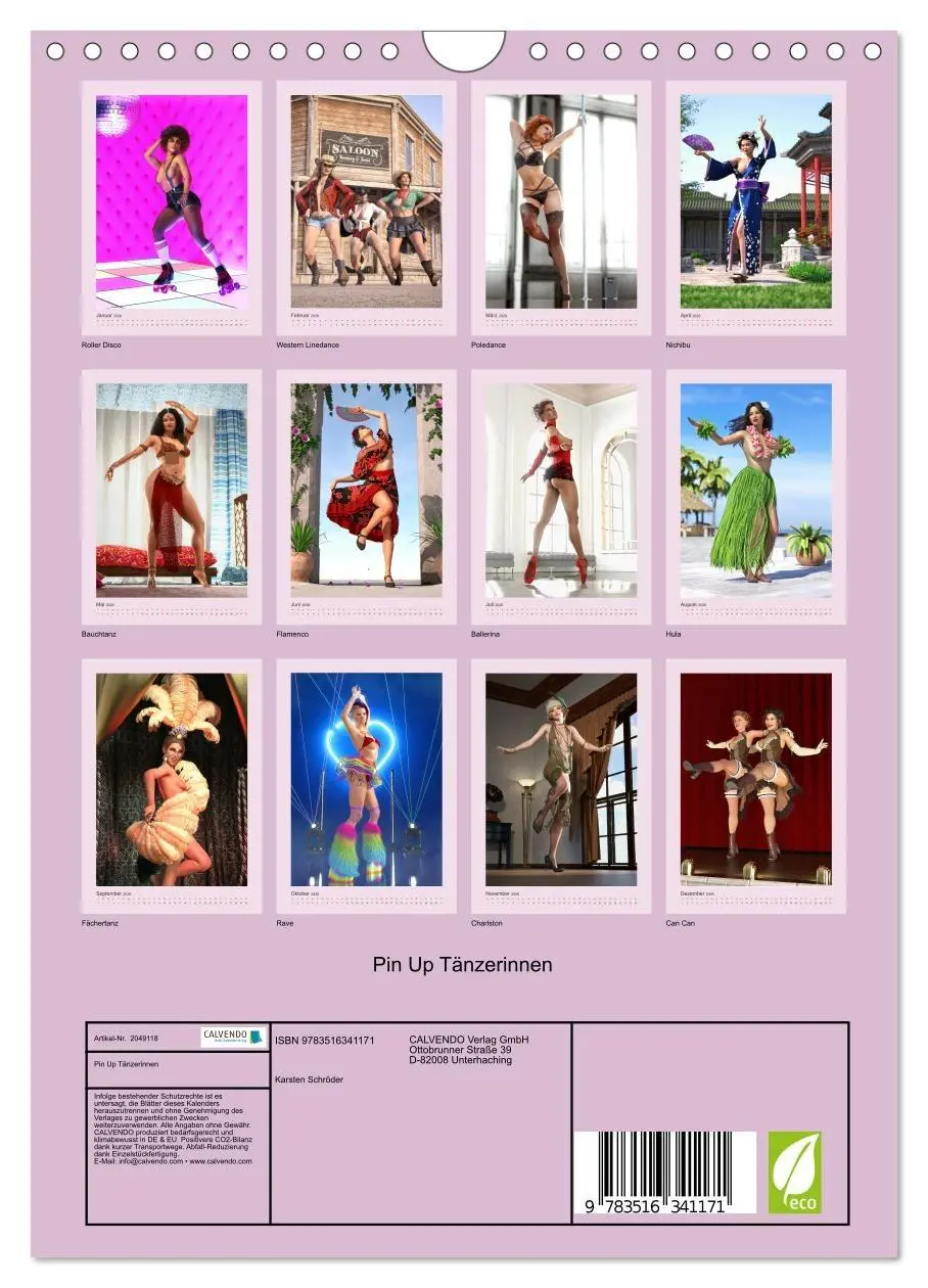 Bild: 9783516341171 | Pin Up Tänzerinnen (Wandkalender 2026 DIN A4 hoch), CALVENDO...