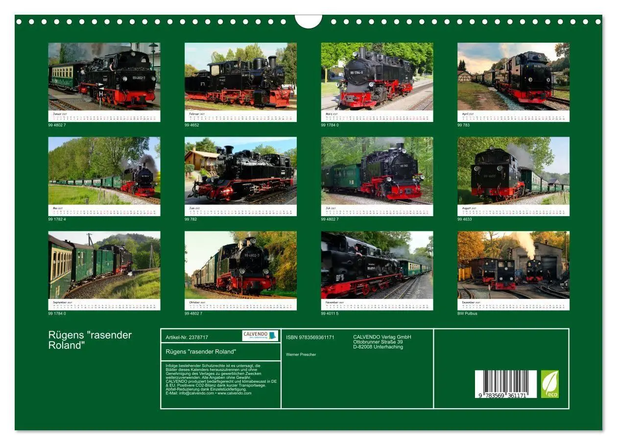 Bild: 9783569361171 | Rügens "rasender Roland" (Wandkalender 2027 DIN A3 quer), CALVENDO...