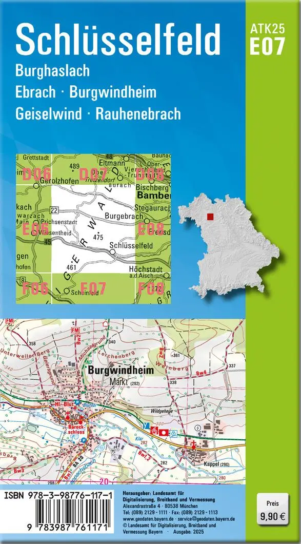 Rückseite: 9783987761171 | ATK25-E07 Schlüsselfeld (Amtliche Topographische Karte 1:25000) | 2026
